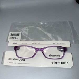 ELEMENTS EL-186 C3 VIOLET EYEGLASS FRAMES 48-16-130 New